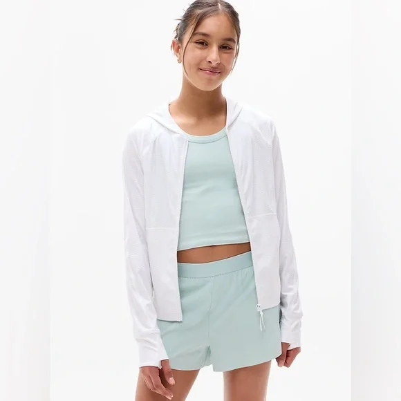 NWOT Sold Out Athleta Girl Long Sleeve Serve UPF White Jacket Size:7 - Picture 7 of 16